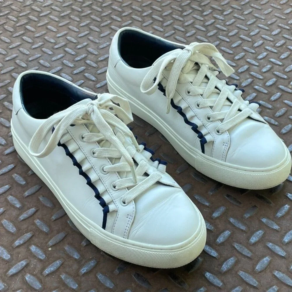 Tory Burch Women Sneaker White Leather Upper Lace Up Sport Shoes Size 9M - Picture 2 of 12